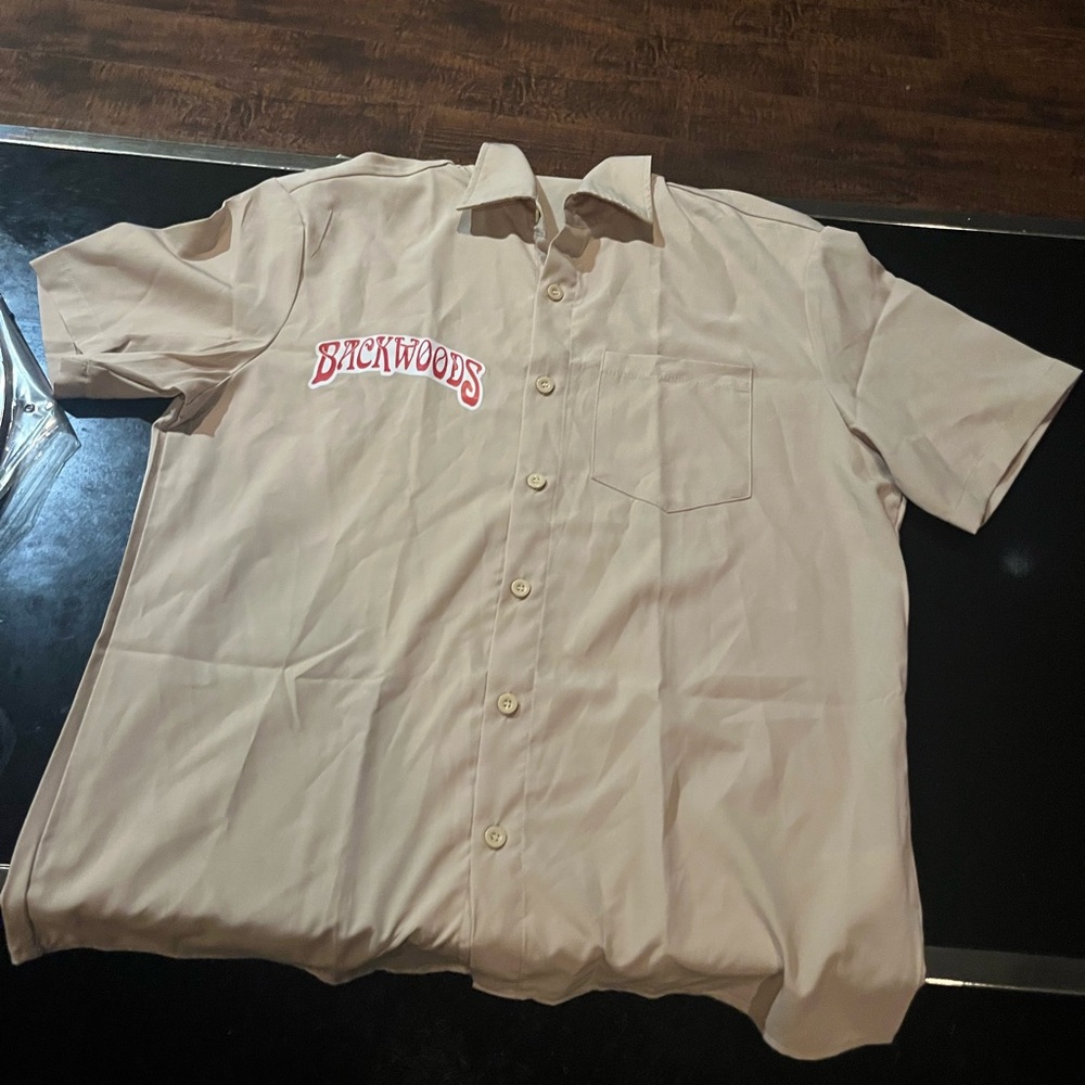 Tan backwoods button down shirt